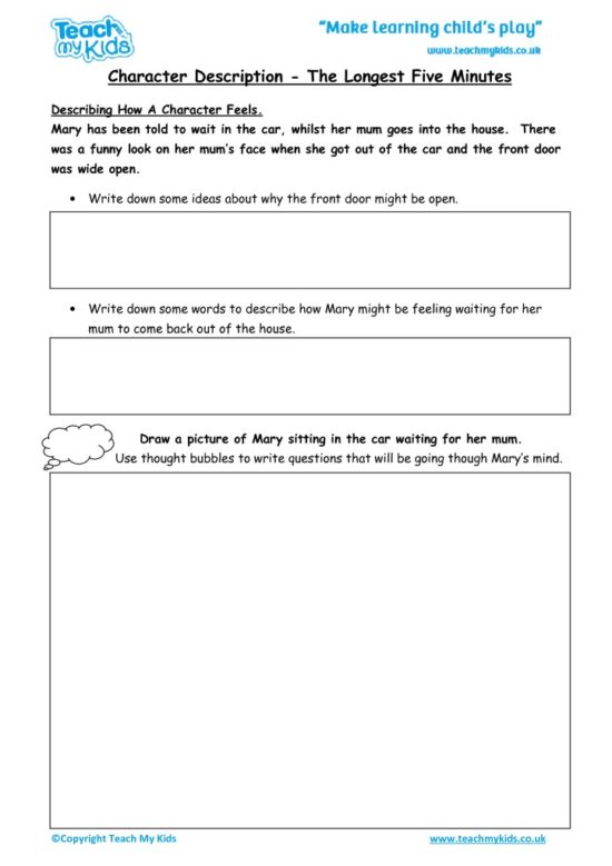 Worksheets for kids - character-description-the-longest-five-minutes